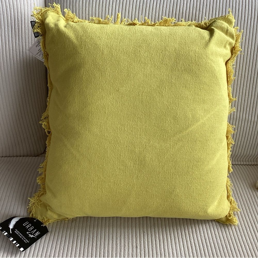 Urban Loft by Westex Ombre Fringe Yellow Feather Filled Decorative Throw Pillow